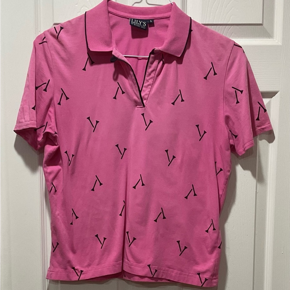 Pink golf polo shirt